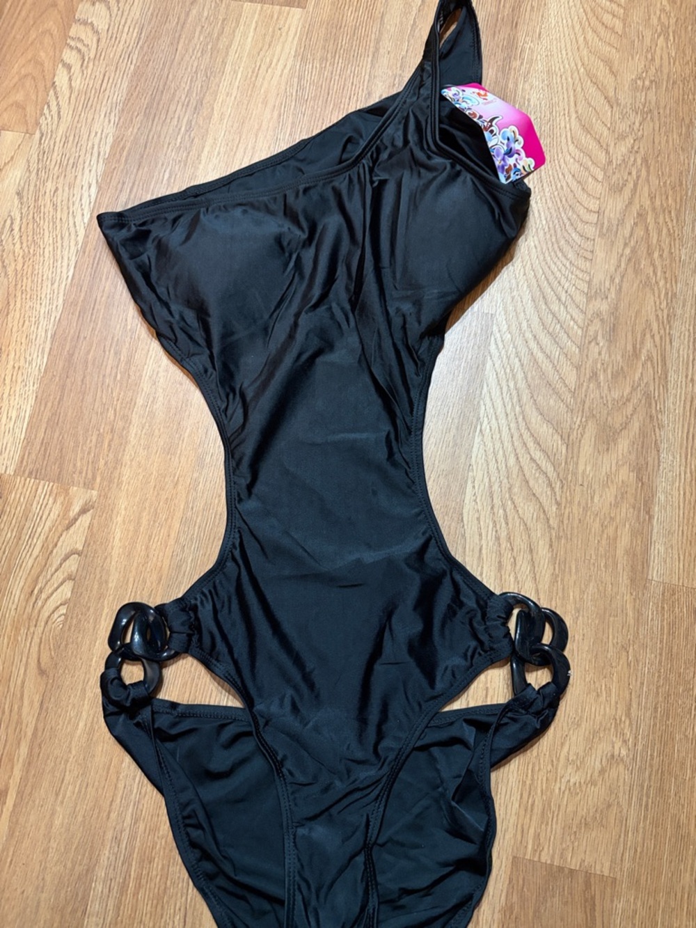 NWT  XXL Black One-Shoulder Women's One-Piece Swimsuit